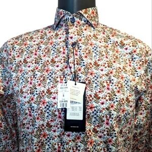Nwt Martinique pink floral button front shirt small